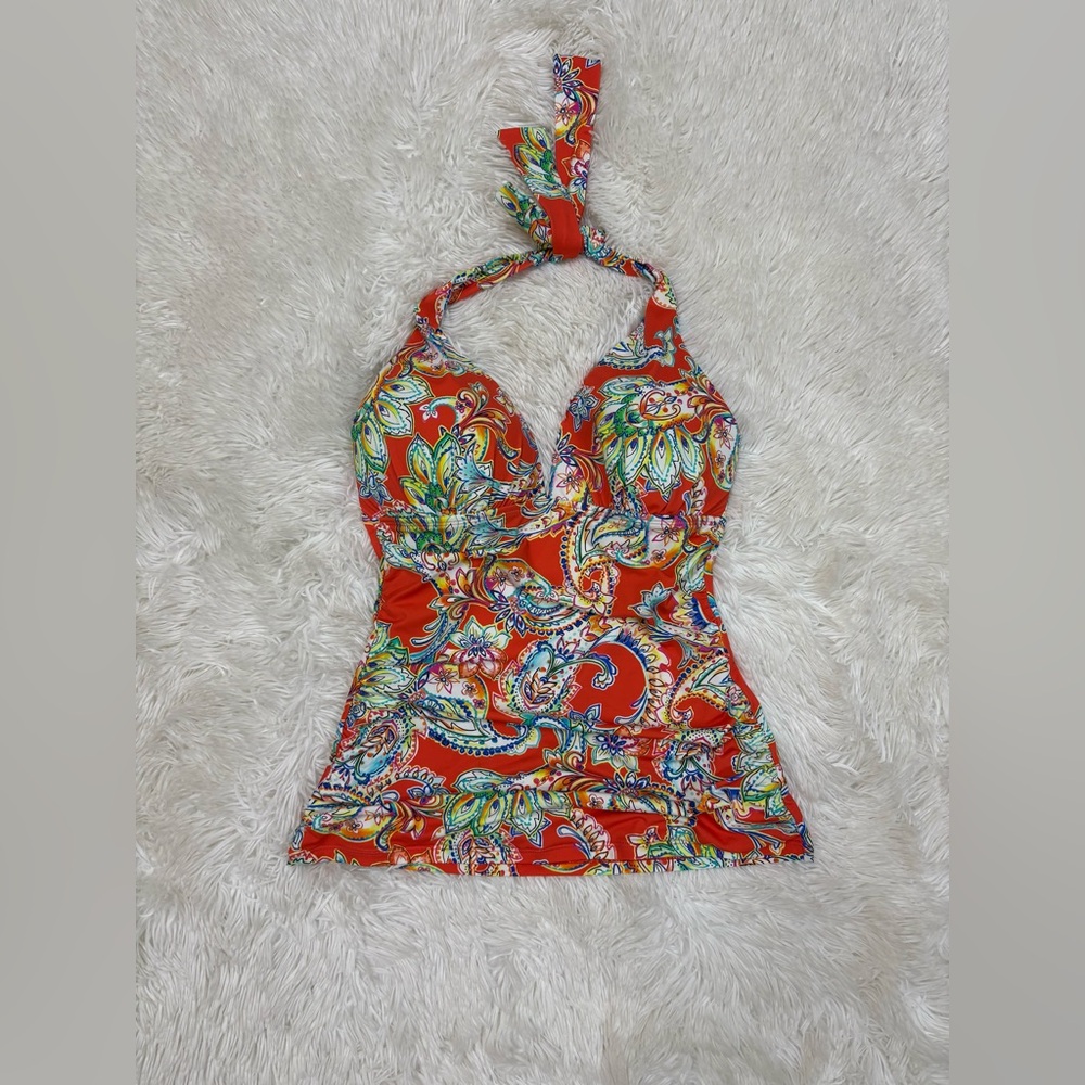 Ralph Lauren Red Paisley Halter Top - Picture 1 of 7